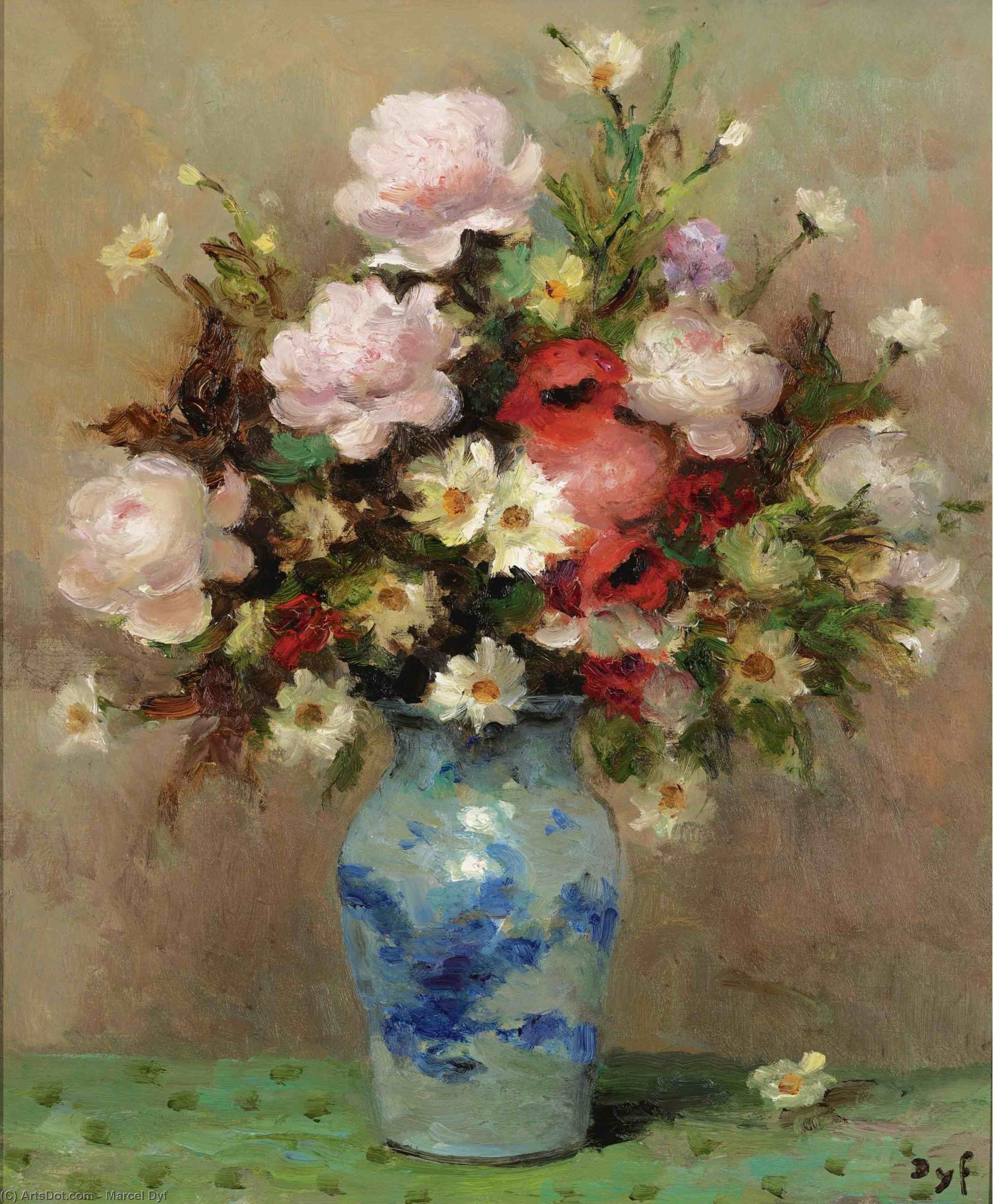 Peonies And Anemones, (1984) — Marcel Dyf
