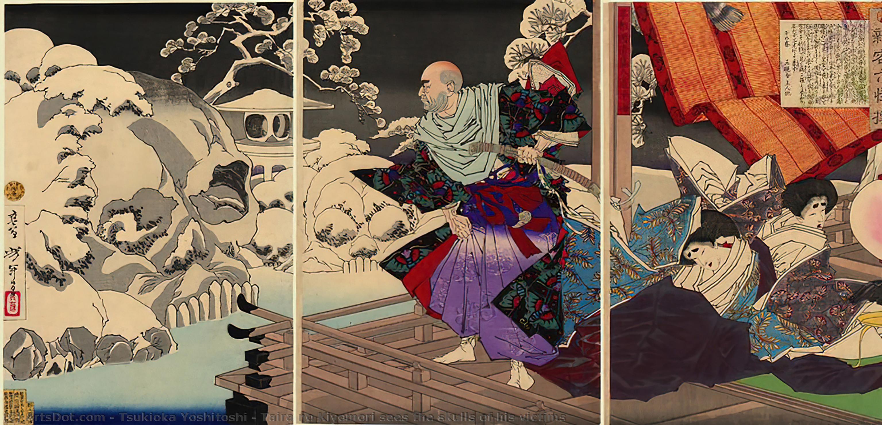 Taira No Kiyomori Sees The Skulls Of His Victims — Tsukioka Yoshitoshi