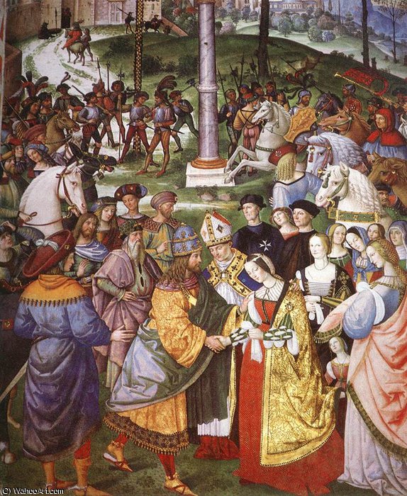 Siena - Aeneas Piccolomini Introduces Eleonora Of Portugal To Frederick — Bernardino Di Betto (pintoricchio)