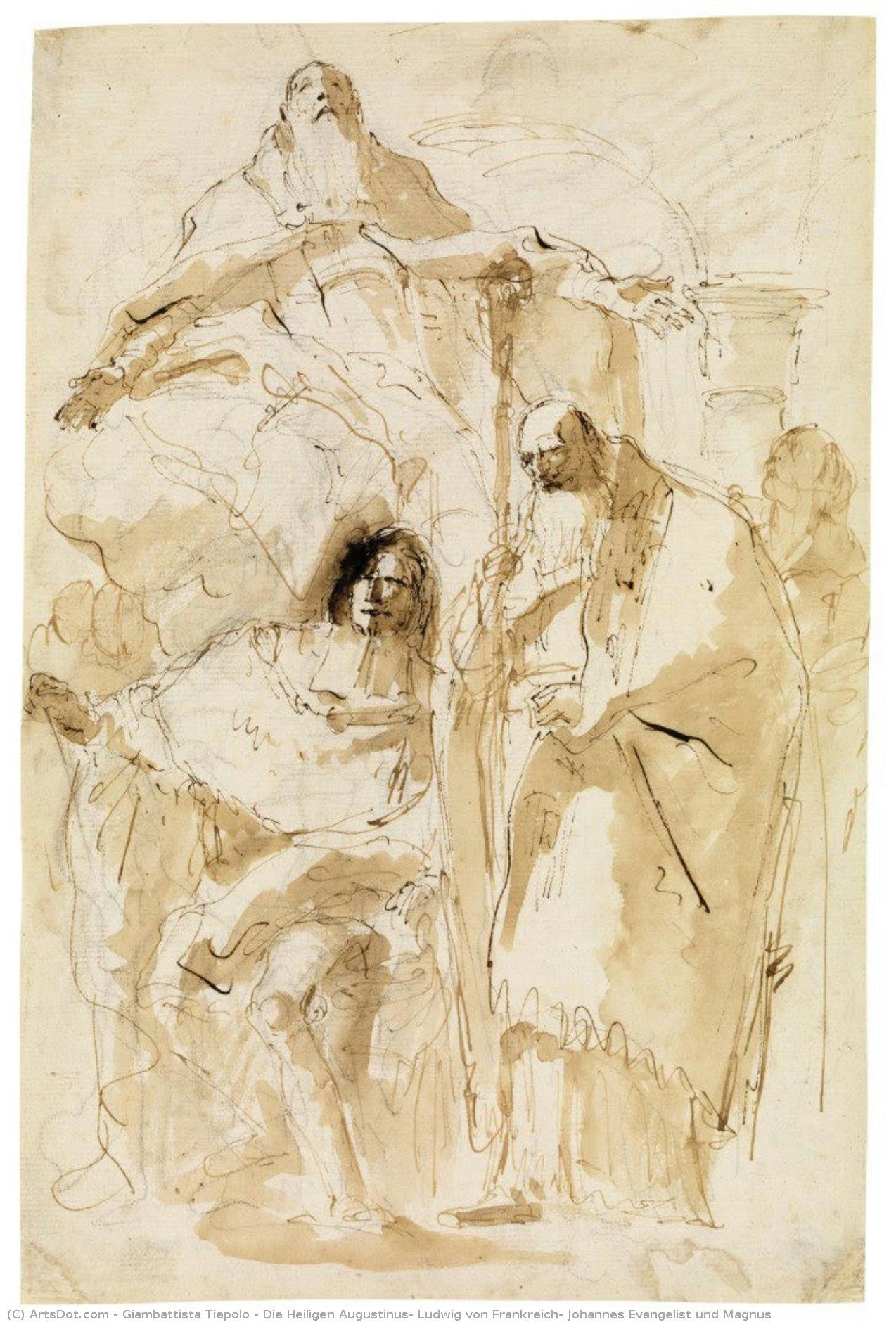 Die Heiligen Augustinus, Ludwig Von Frankreich, Johannes Evangelist Und Magnus — Giambattista Tiepolo