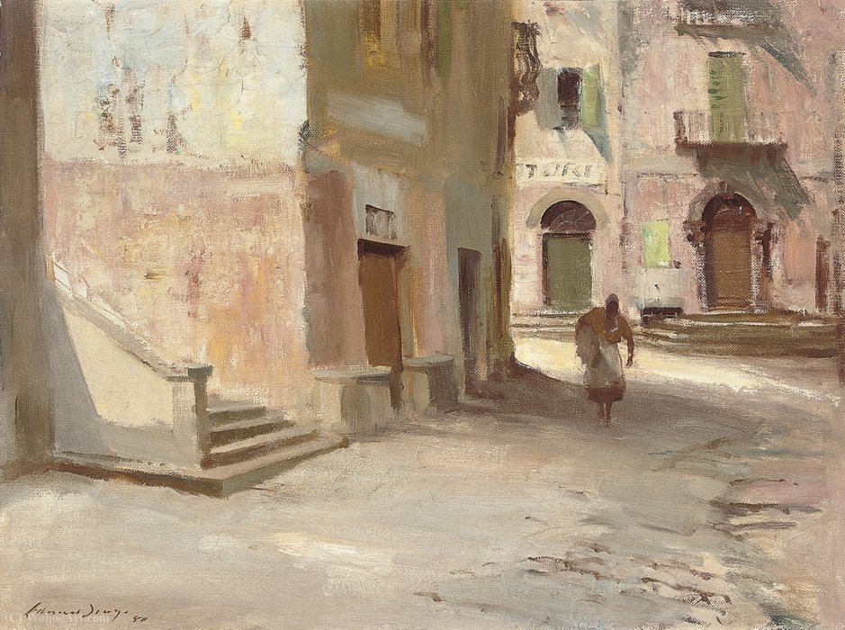 A Street In Argegno, Lake Como, (reproduction From Christies`s) (1950) — Edward Seago