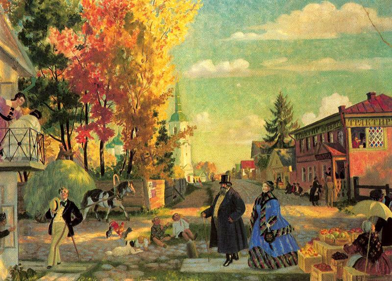 Autumn Promenade — Boris Michailowitsch Kustodijew