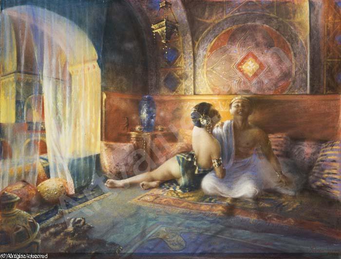 Orientalische Erotische Interieur Szene — Adrien Henri Tanoux