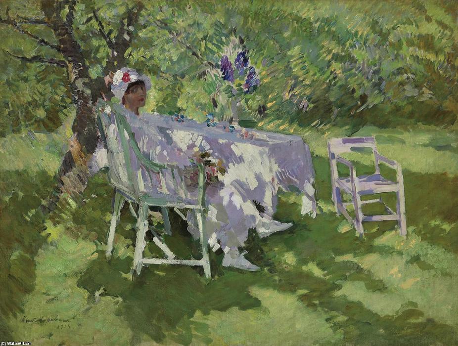 Woman In White Sitting In The Garden — Konstantin Alexeievitch Korovin
