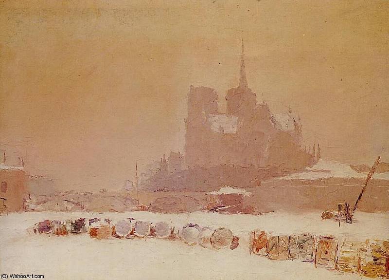 Notre Dame De Paris Sous La Neige — Albert-charles Lebourg