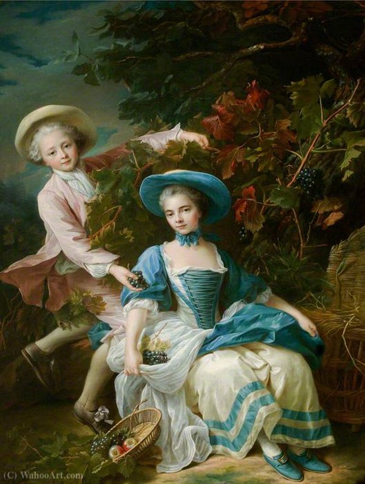 The Prince De Guémenée , And Mademoiselle De Soubise Dressed As Grape Harvesters — François Hubert Drouais