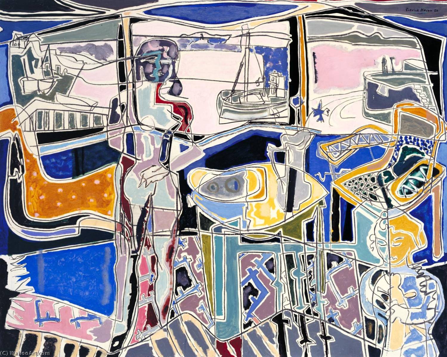 Harbour Window With Two Figures St Ives July 1950 — Patrik Heron