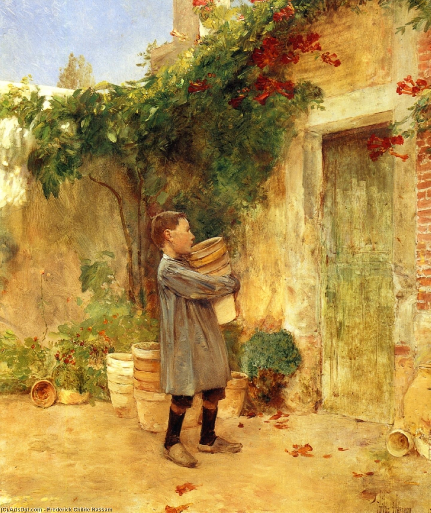 Boy With Flower Pots — フレデリック・チルド・ハッサム