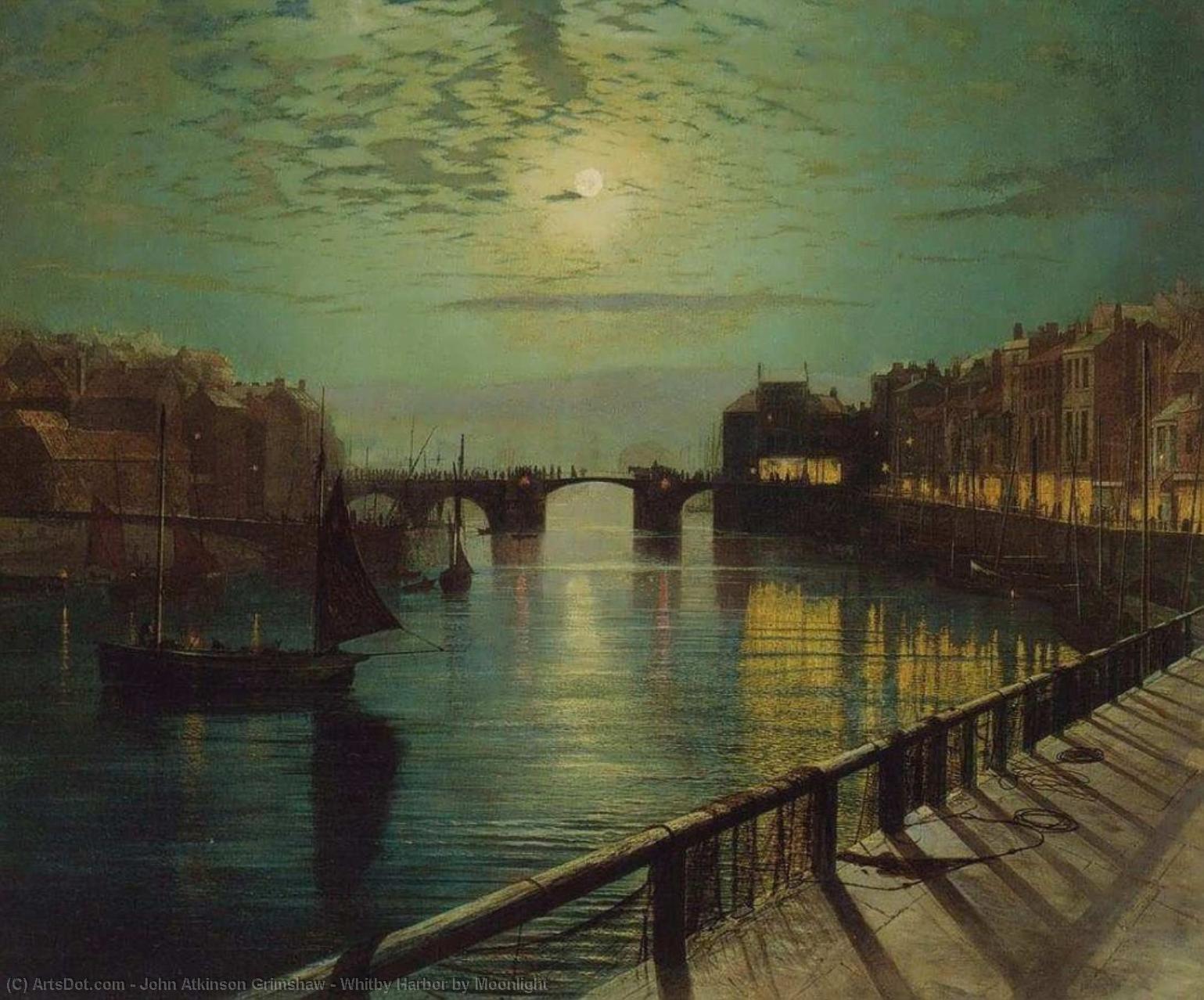 Whitby Harbor By Moonlight — John Atkinson Grimshaw