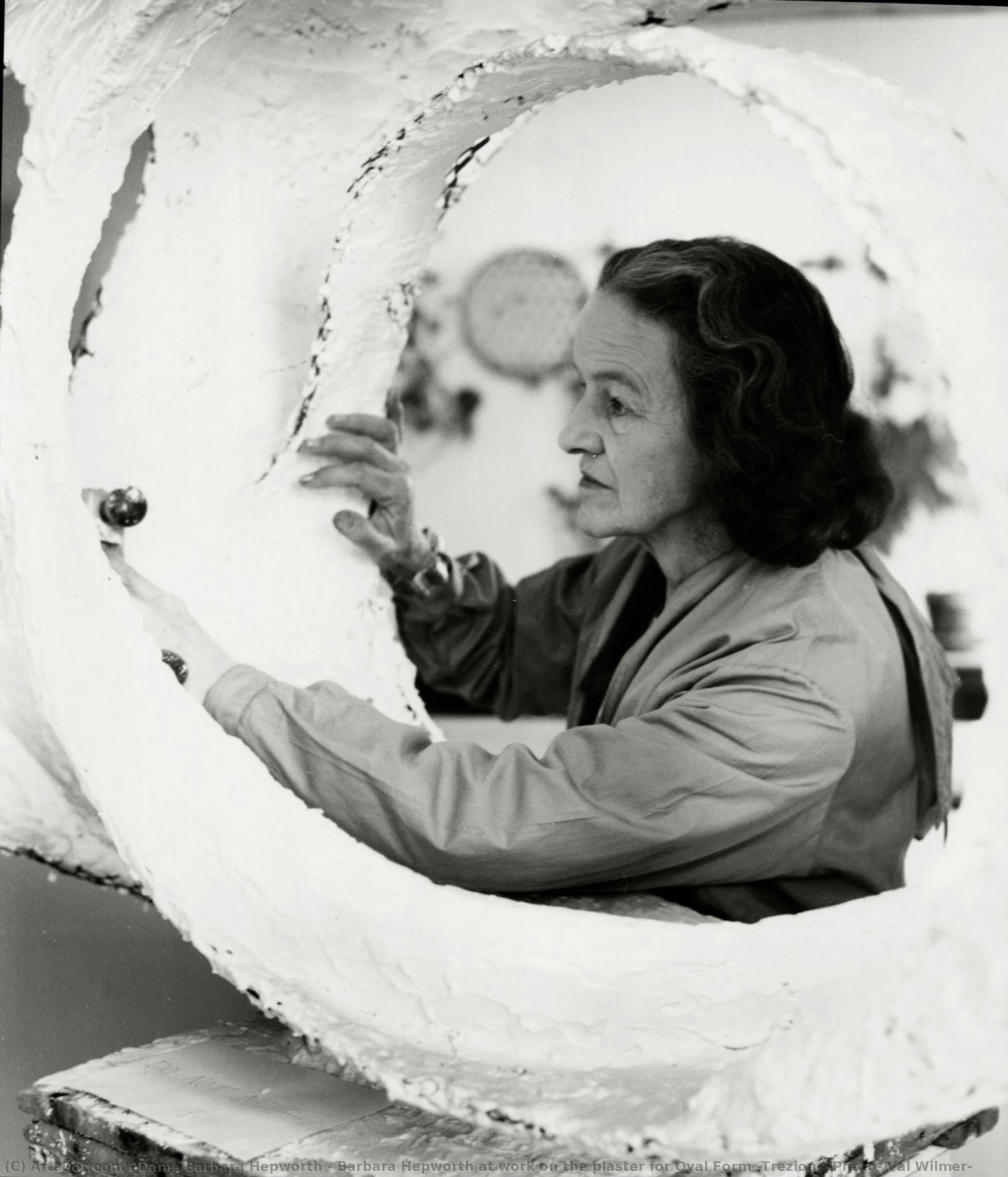 Barbara Hepworth At Work On The Plaster For Oval Form (trezion) (photo: Val Wilmer) — Barbara Hepworth