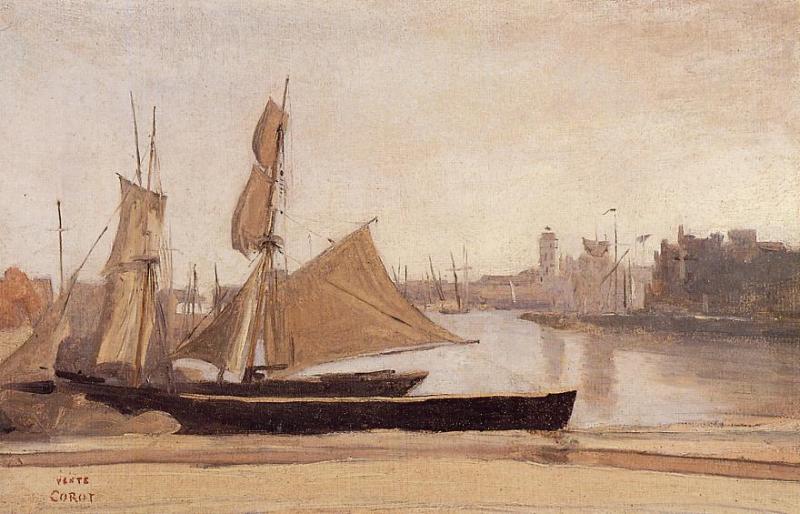Fishing Boats Tied To The Wharf — Jean-baptiste-camille Corot
