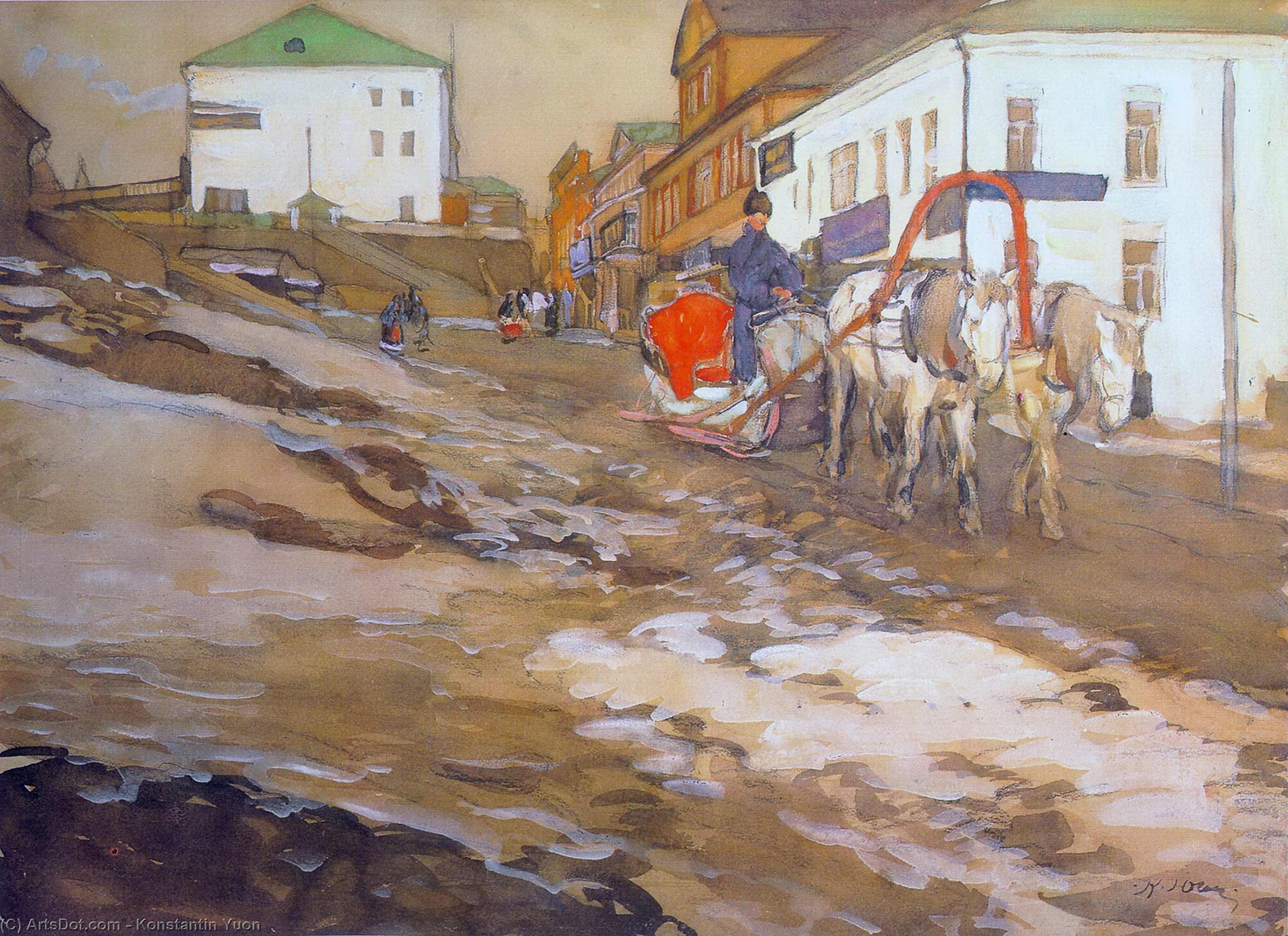 The Red Sled. The Troitse-sergiyev Tenements — Konstantin Yuon