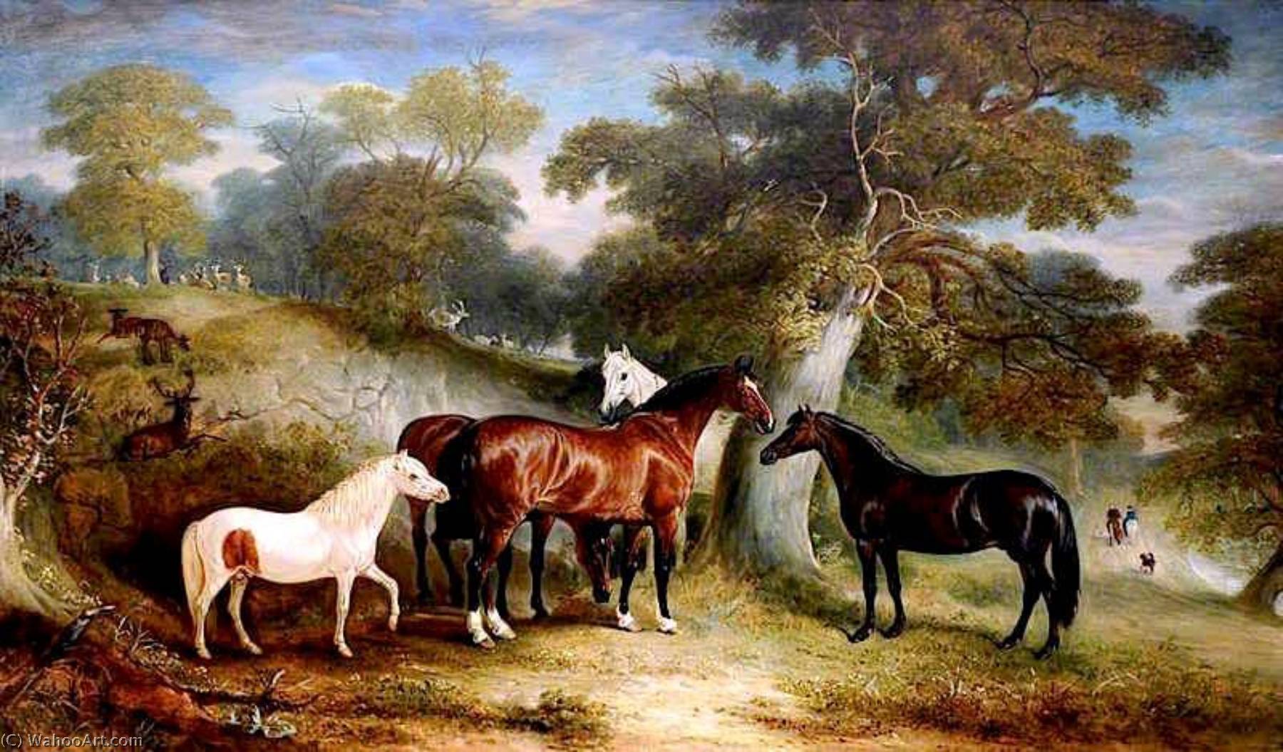 A Group Of Ponies In The Park — Sr John E Ferneley