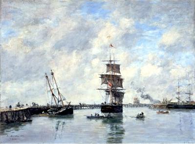 Trouville, Piers, High Tide — Eugène Louis Boudin