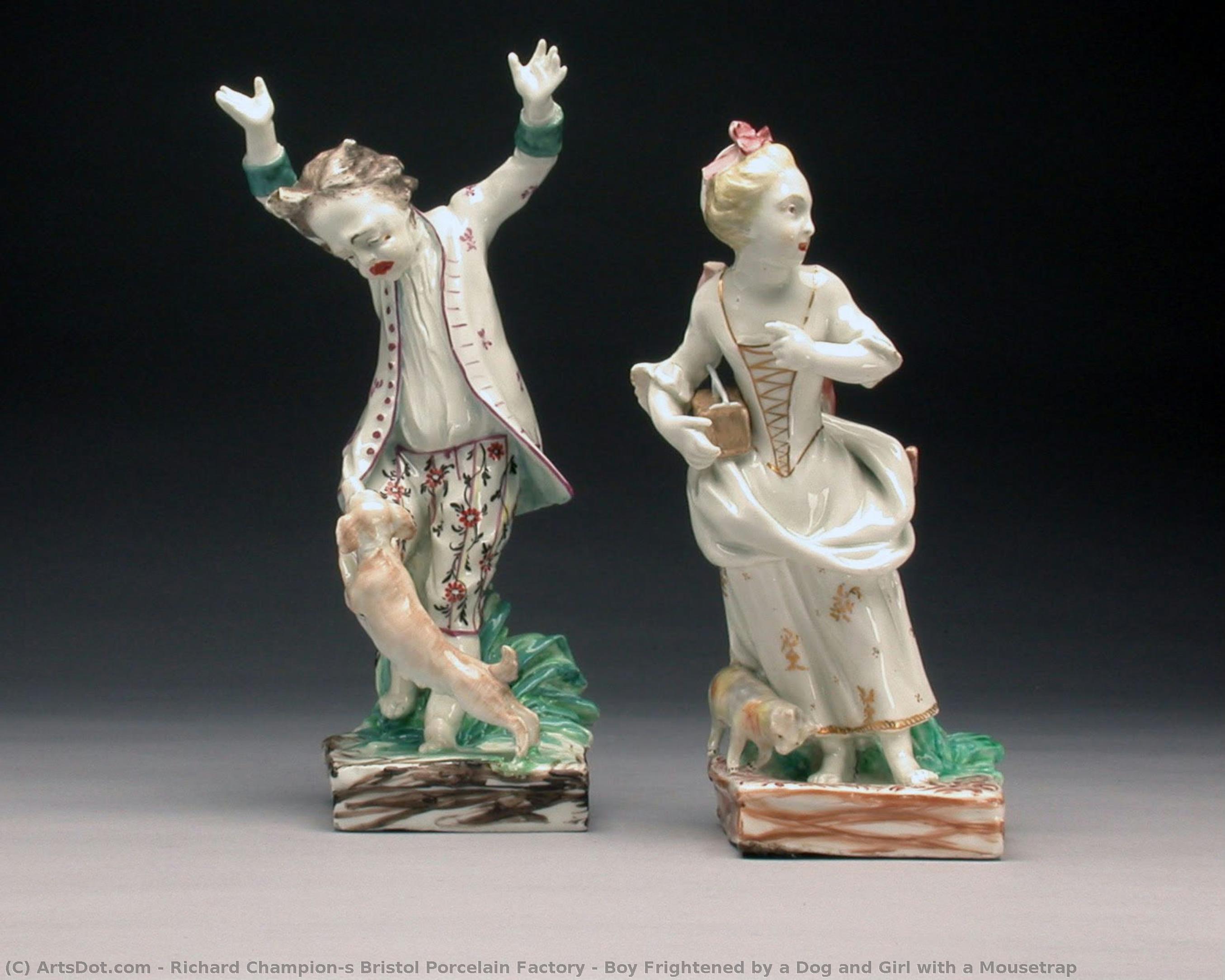 Boy Frightened By A Dog And Girl With A Mousetrap — Richard Champion's Bristol Porcelain Factory