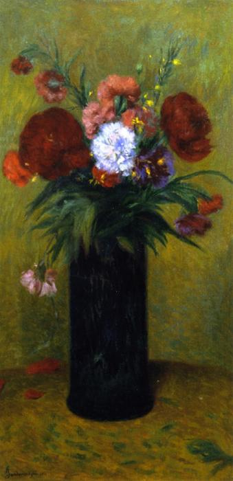 Flowers In A Blue Vase — Federico Zandomeneghi