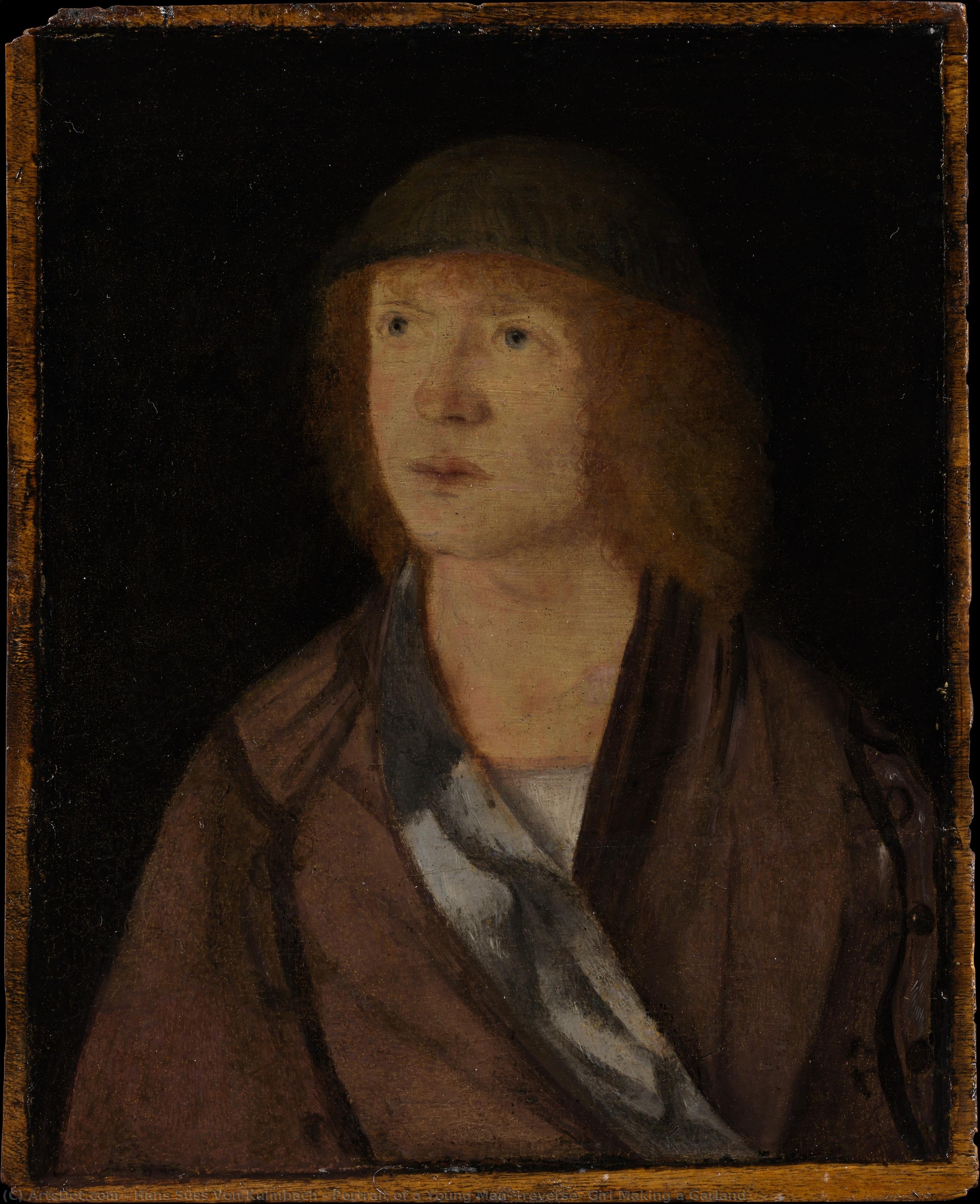 Portrait Of A Young Man; (reverse) Girl Making A Garland — ハンス・フォン・クルムバッハ