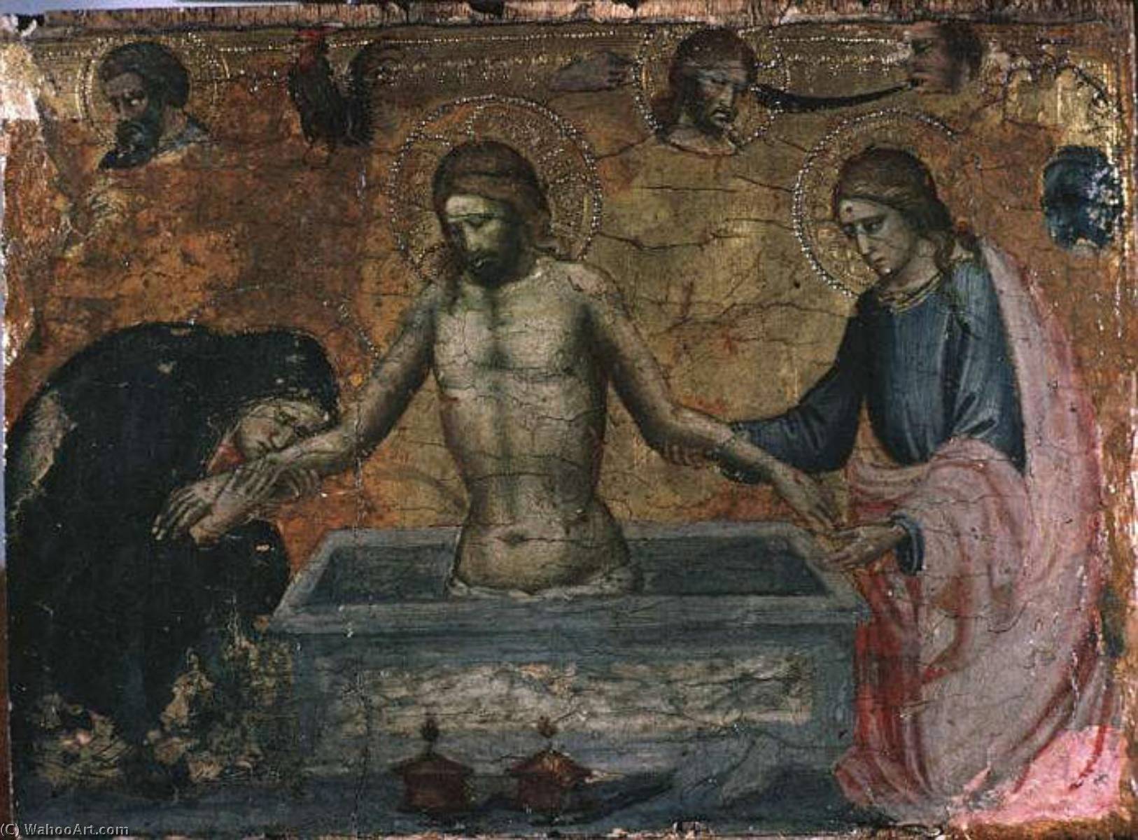 Christ Au Sepulcre Entre La Vierge Et Saint Jean — Mariotto Di Nardo