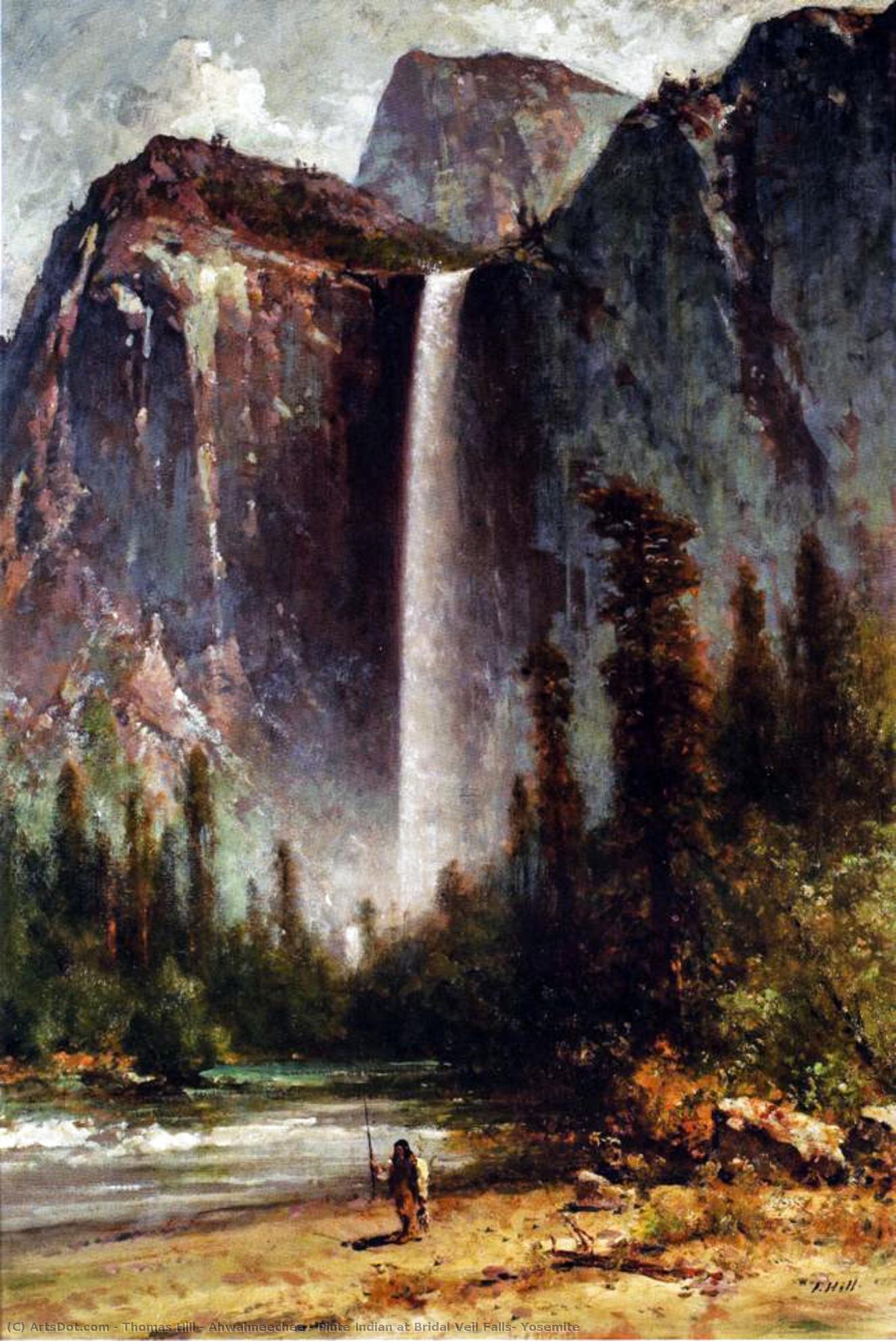 Ahwahneechee - Piute Indian At Bridal Veil Falls, Yosemite — Thomas Hill