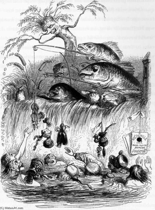 Fish Fishing For People — Jean Jacques Grandville