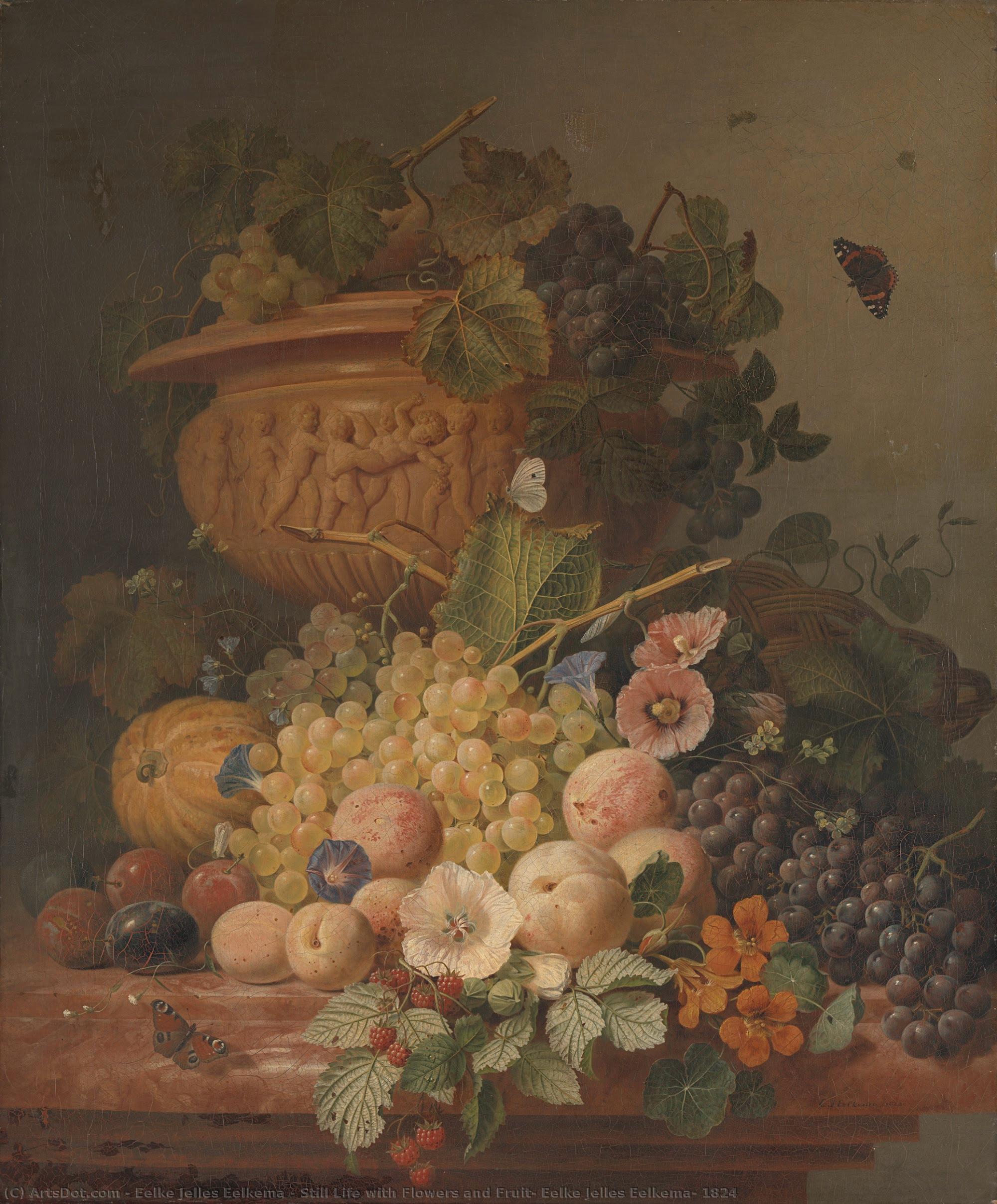 Still Life With Flowers And Fruit, Eelke Jelles Eelkema, 1824 — Eelke Jelles Eelkema