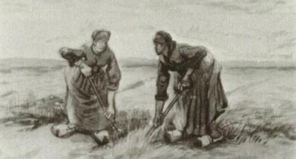 Two Women Talking To Each Other While Digging — フィンセント・ファン・ゴッホ