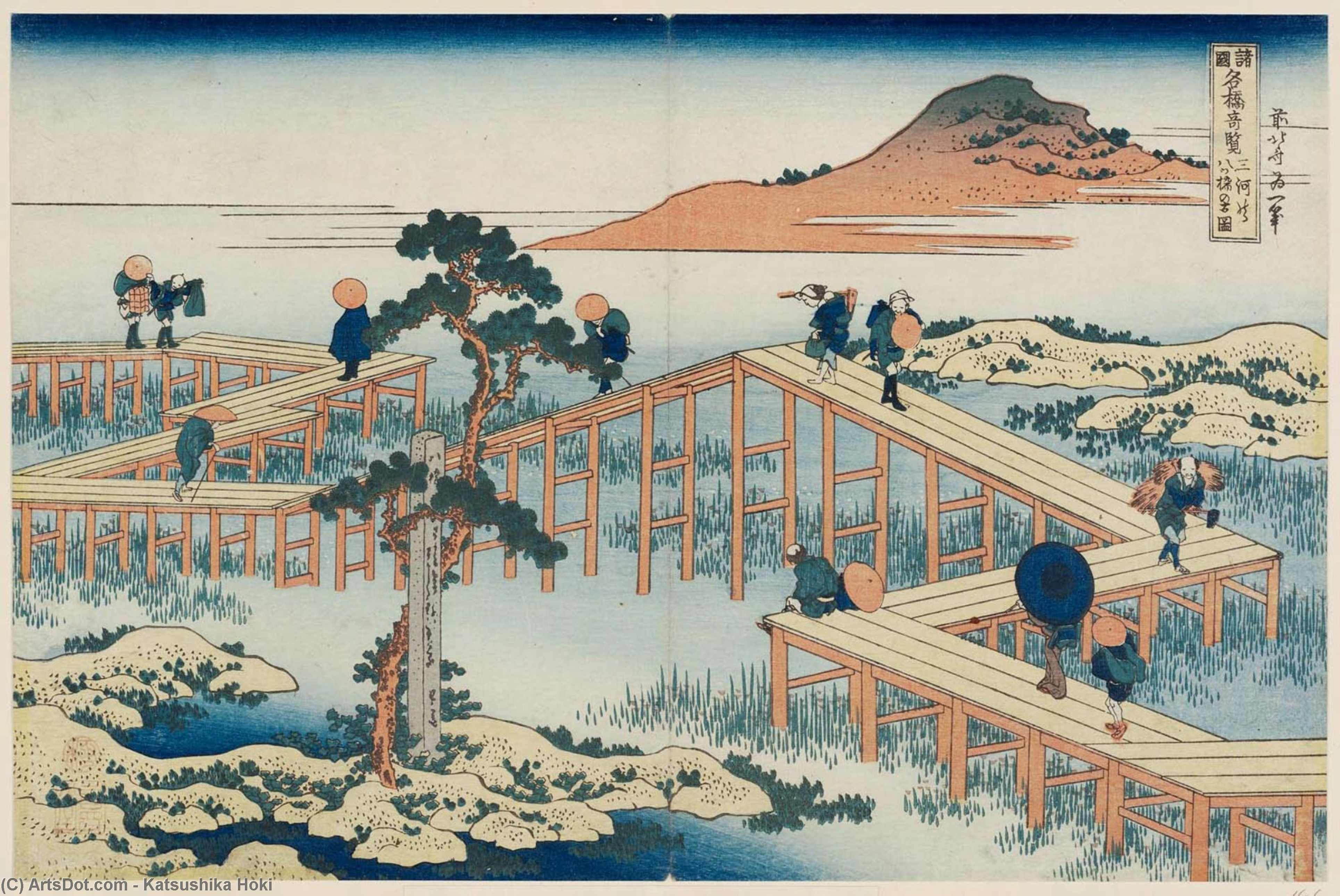 Old View Of The Eight-part Bridge At Yatsuhashi In Mikawa Province — Katsushika Hokusai