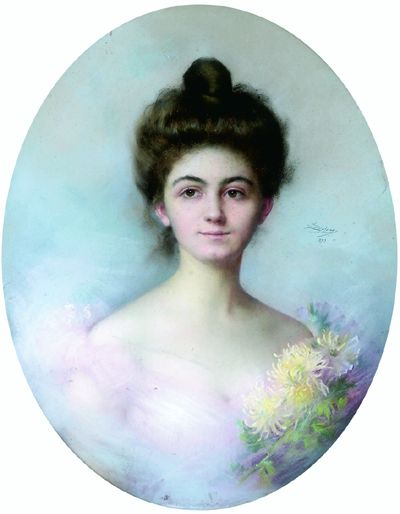 Jeune Fille Au Bouquet De Fleurs — Delphin Enjolras