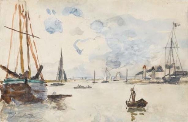 The Output Of The Port Of Honfleur — Johan Barthold Jongkind