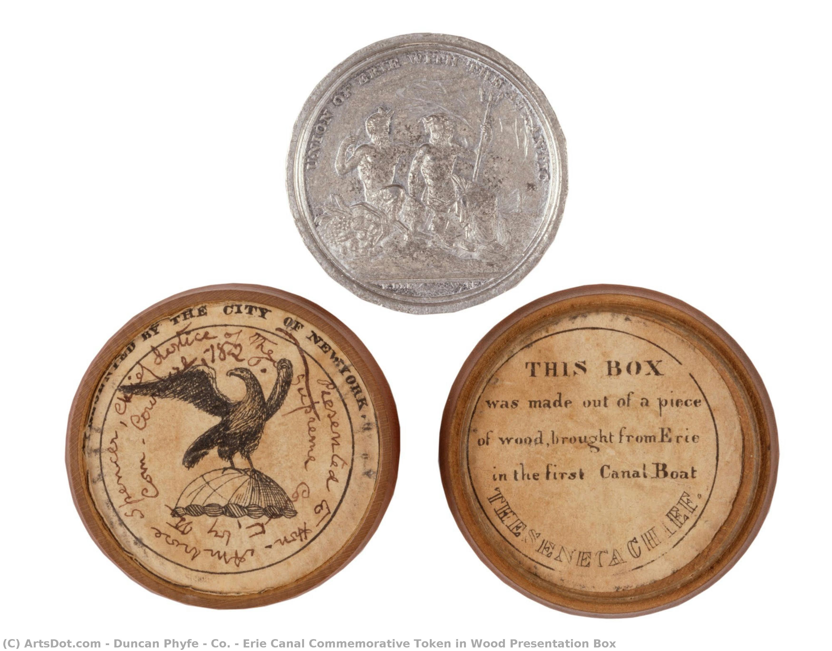Erie Canal Commemorative Token In Wood Presentation Box — Duncan Phyfe & Co.