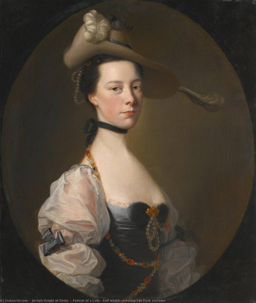 Portrait Of A Lady, Half Length, Wearing Van Dyck Costume — Joseph Wright Of Derby