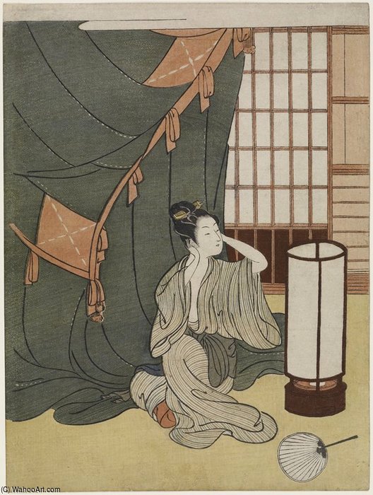 Yong Woman Outside Of A Mosquito Net — Suzuki Harunobu