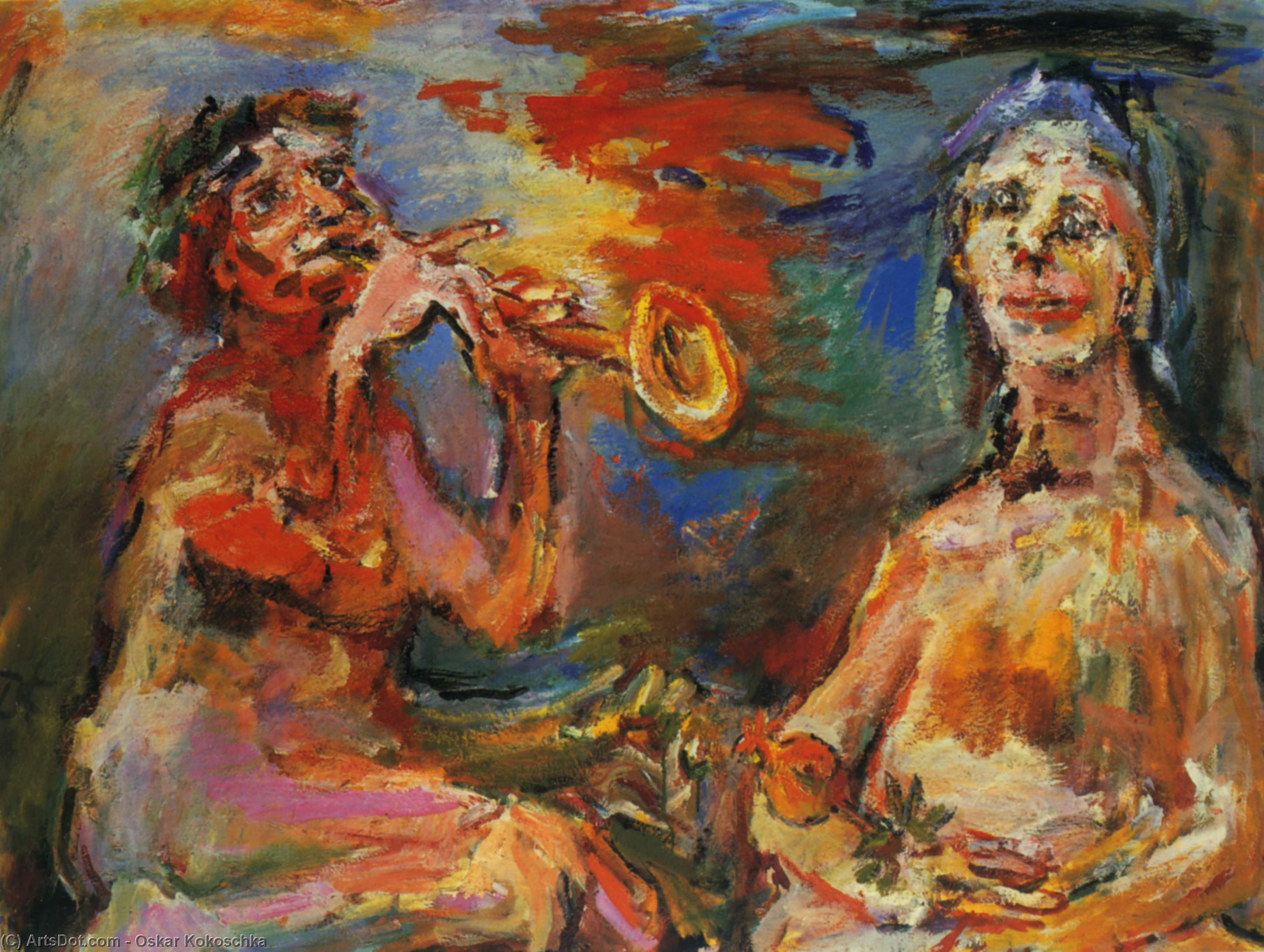 Matin Et Soir (la Puissance De La Musique), Morning And Evening ( Power Of The Music), Huile Sur Toile, — Oskar Kokoschka