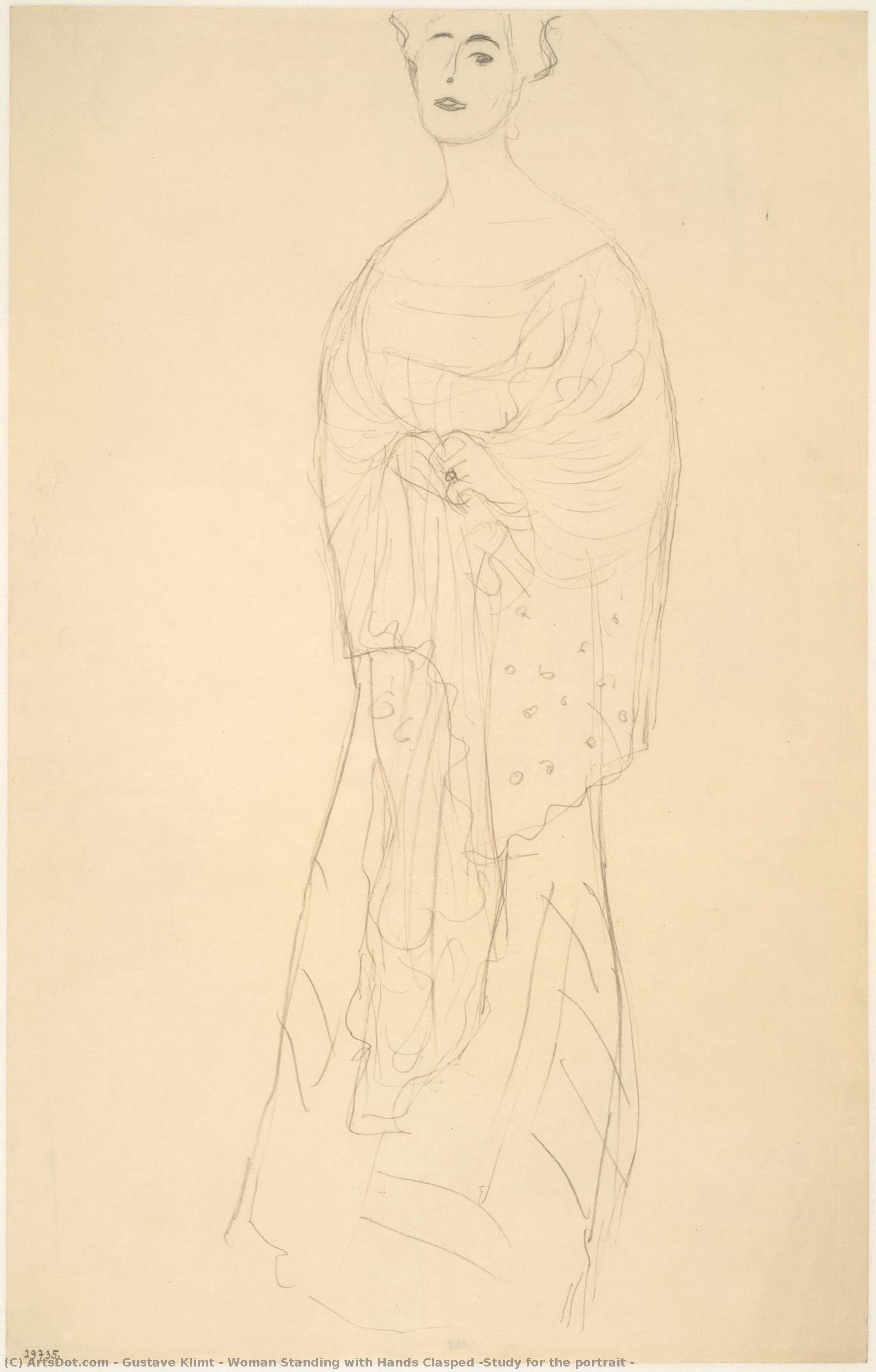 Woman Standing With Hands Clasped (study For The Portrait — Gustav Климпт