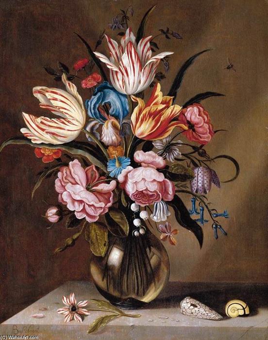 Flowers In A Glass Vase — Abraham Bosschaert