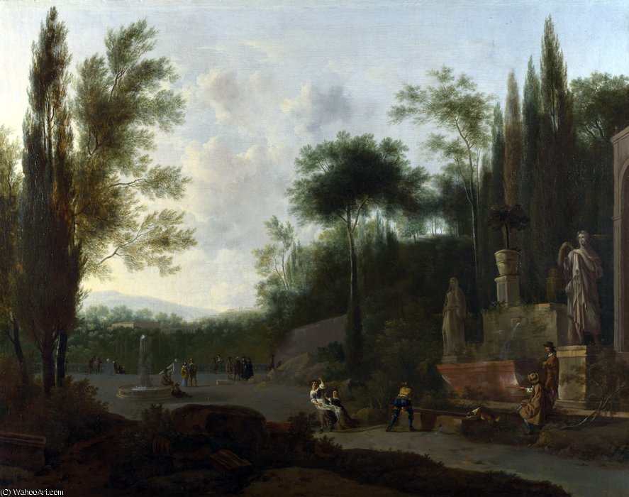 Figures In An Italian Garden — Frederick De Moucheron