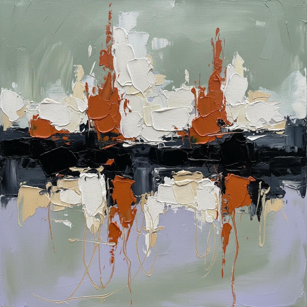 Monolithic Horizon: A Singular Study In Charcoal, Rust, And Impasto Texture — Christian Noiret