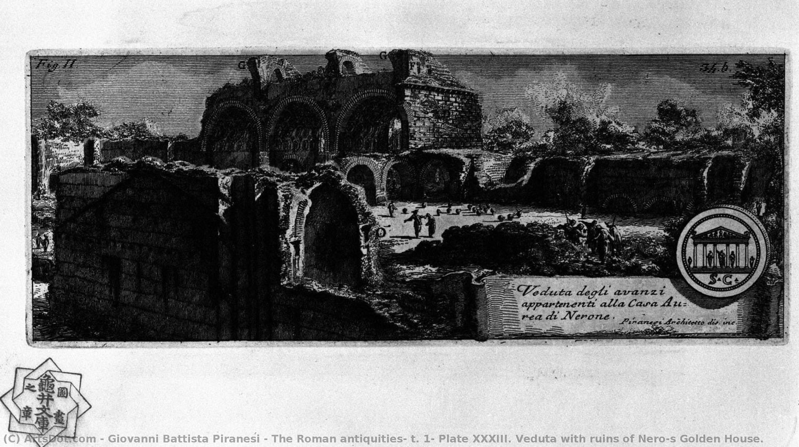 The Roman Antiquities, T. 1, Plate Xxxiii. Veduta With Ruins Of Nero`s Golden House. — Giovanni Battista Piranesi