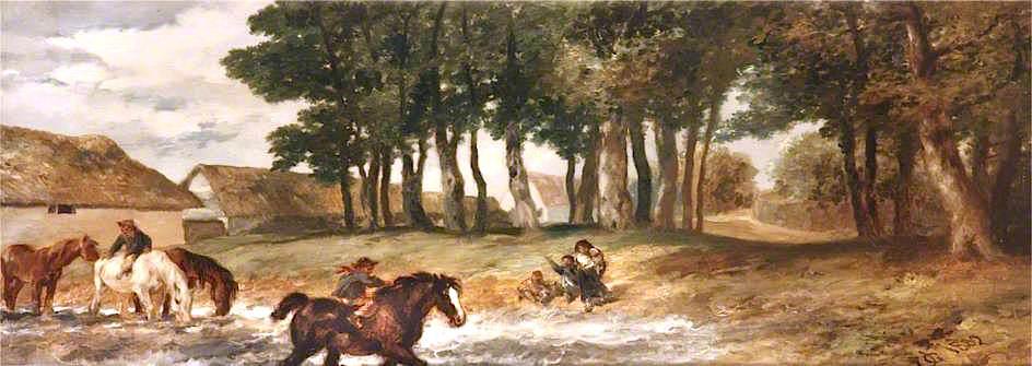 The Horse Pond At Tarring, Sussex — John Gilbert