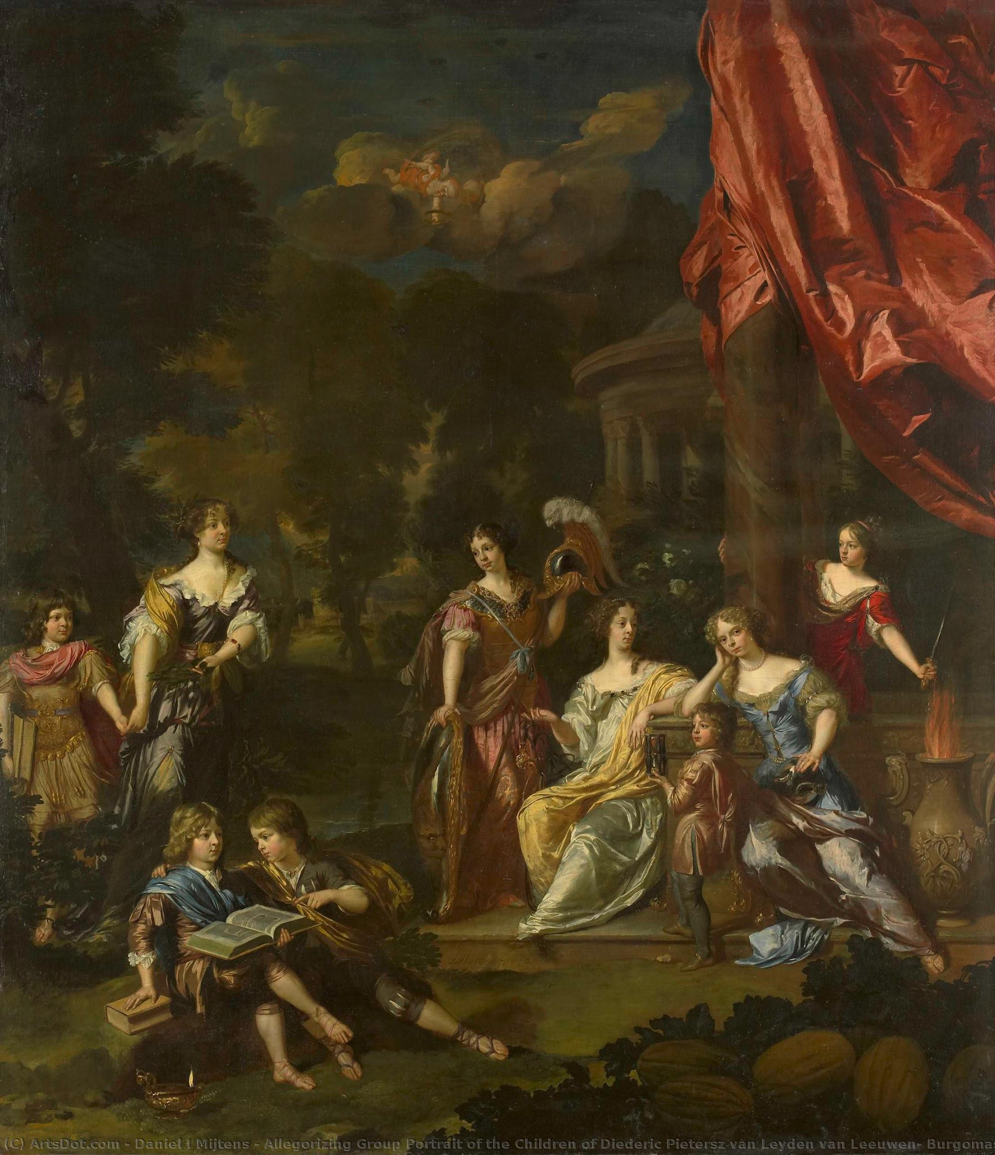Allegorizing Group Portrait Of The Children Of Diederic Pietersz Van Leyden Van Leeuwen, Burgomaster Of Leiden, And Alida Paets, Daniël Mijtens (ii), 1679 — Daniel I Mijtens