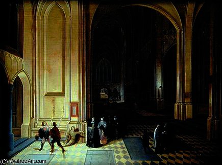 Interior Of A Cathedral With A Beggar And Other Figures — Pieter Neefs Der Ältere