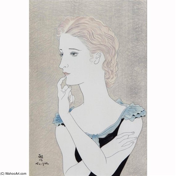 Portrait De Jeune Femme Blonde — Léonard Tsuguharu Foujita