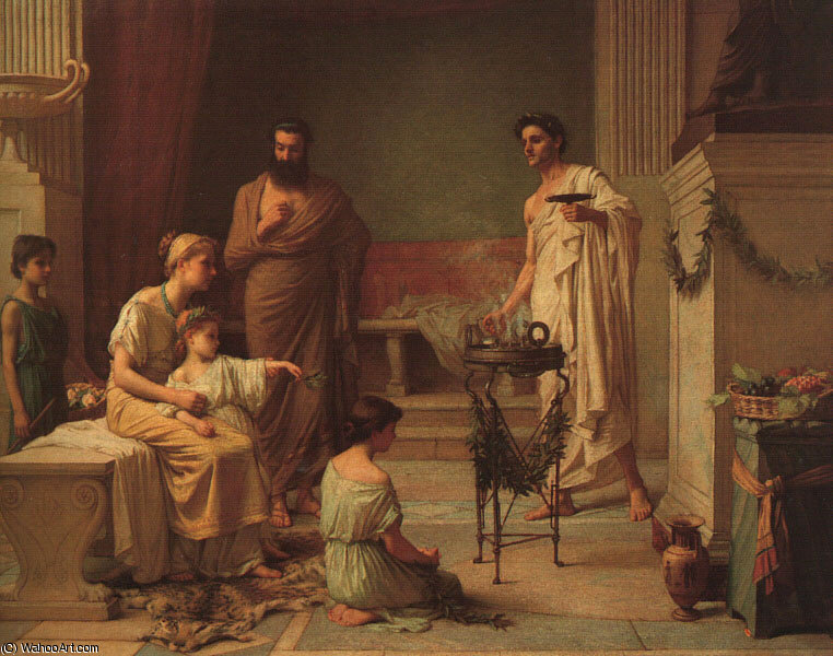A Sick Child Brought Into The Temple Of Aesculapius Cgfa — John William Waterhouse