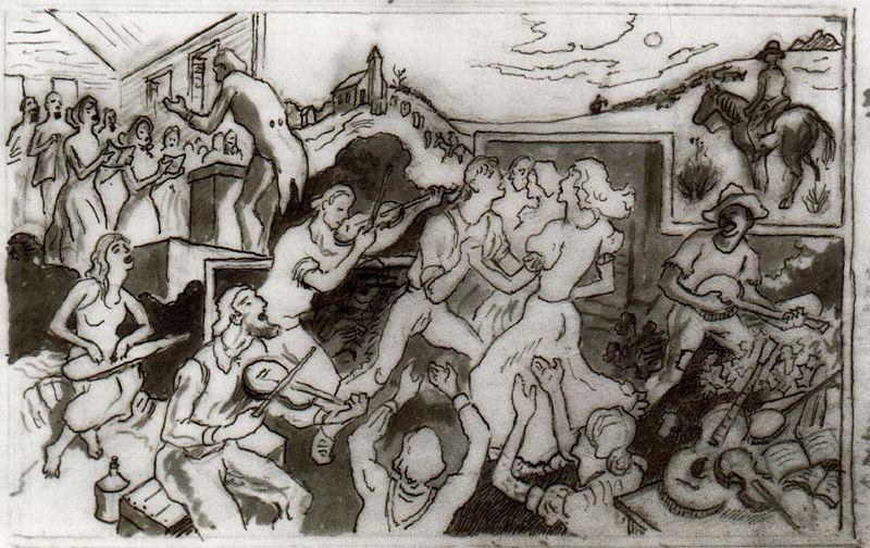 Preliminary Study For ''the Sources Of Country Music'' — Thomas Hart Benton