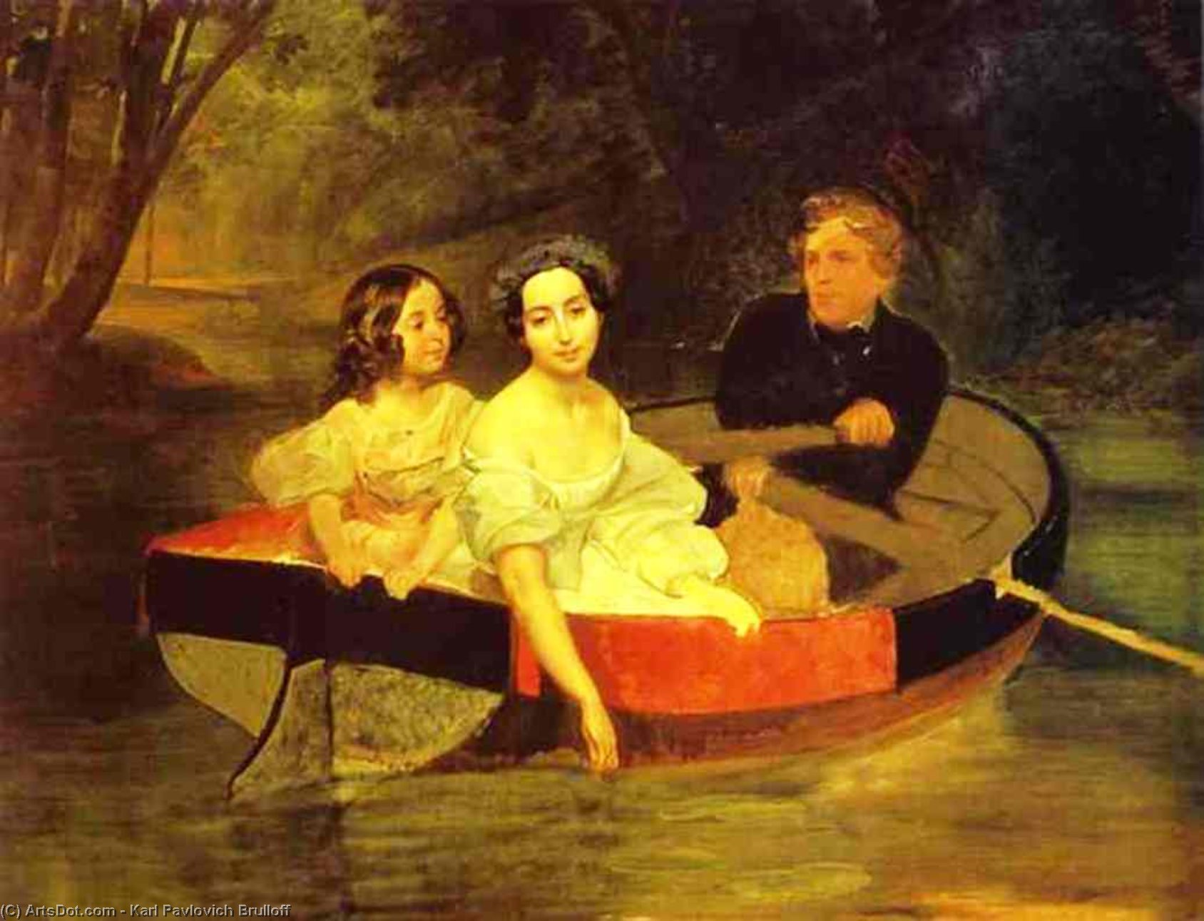 Self-portrait With Baroness Ye. N. Meller-zakomelskaya And A Girl In A Boat. (unfinished) — Karl Pavlovich Brulloff