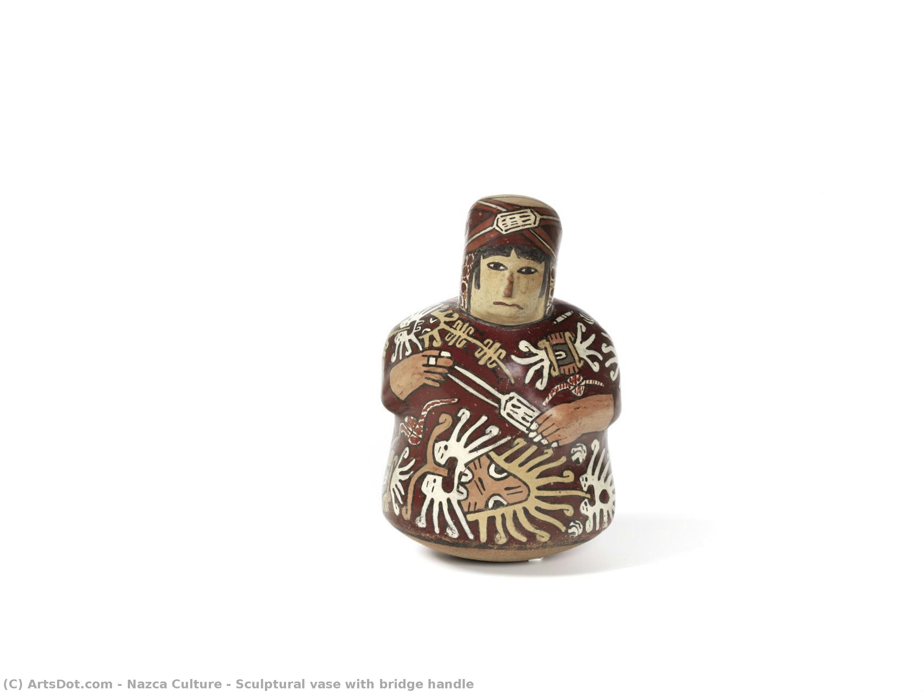Sculptural Vase With Bridge Handle — Nazca Culture