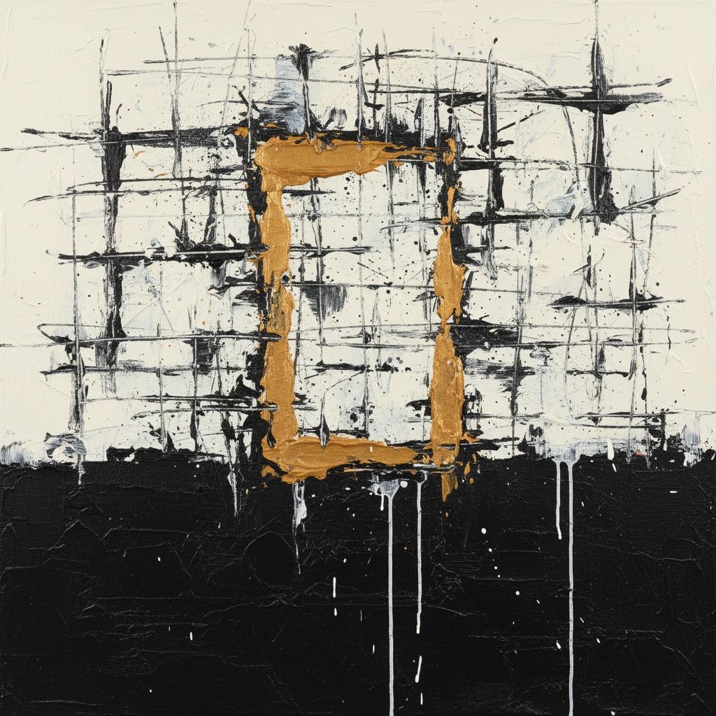 Goldenes Fragment Inmitten Des Chaos Einer Monolithischen Obsidian-leere — Laurent Fabre
