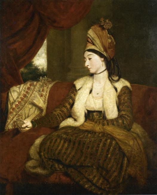 Portrait Of Mrs. Baldwin Full-length, Seated On A Red Divan — Sir Joshua Reynolds