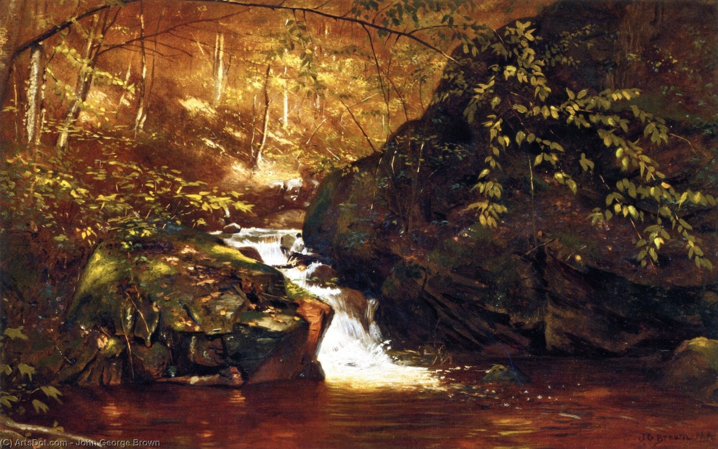 Waterfall, Huntington, Massachusetts — ジョン・ジョージ・ブラウン