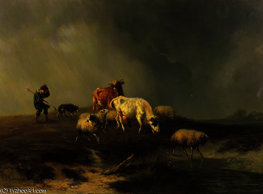 Een Kudde Vee Door Storm Overvallen — Johannes Franciscus Hoppenbrouwers